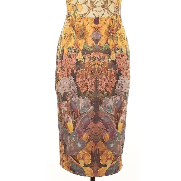 ASOS Gold Orange Bodycon Dress-Size6 - Picture 7 of 7